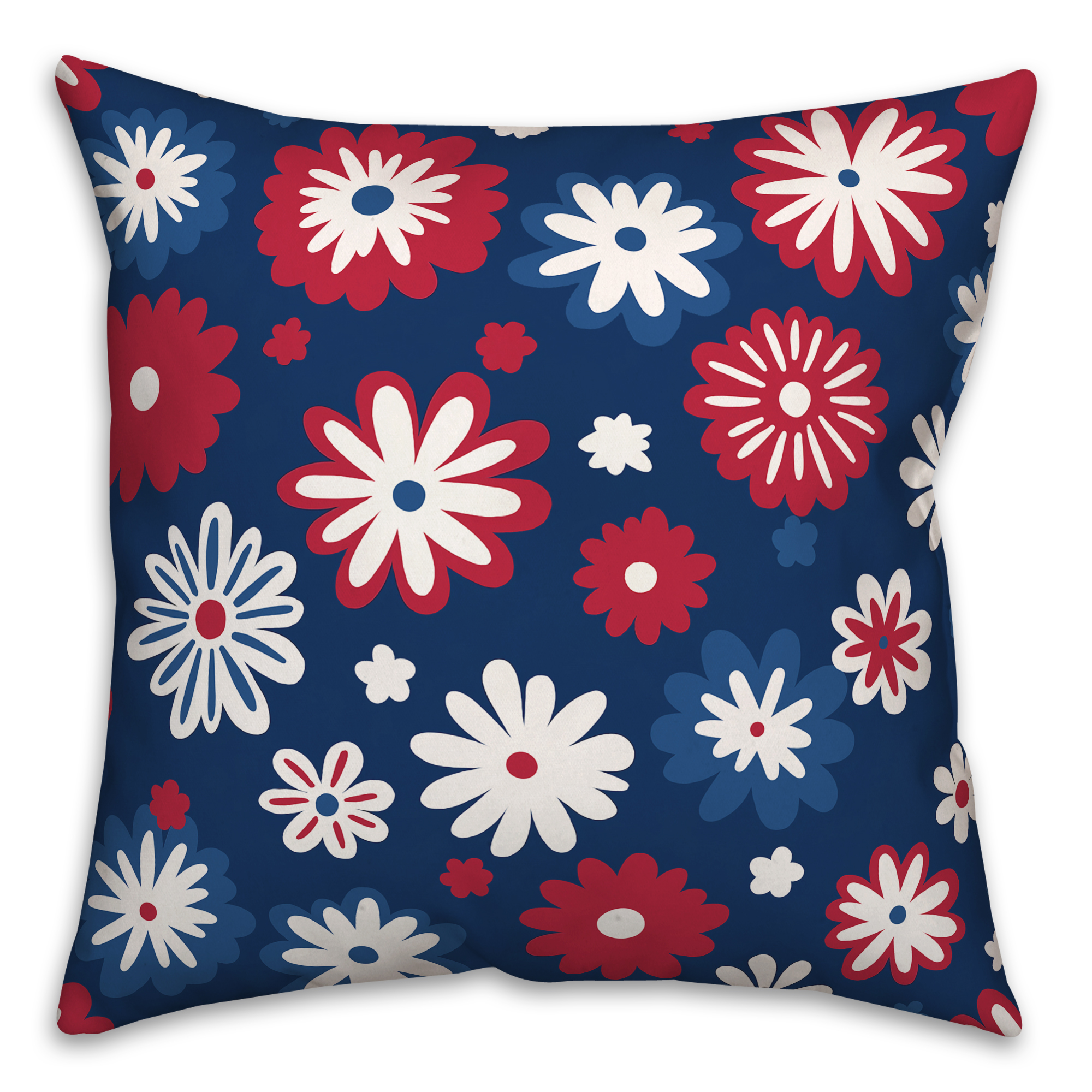 Creative Products Patriotic Flower Doodle 18 x 18 Indoor / Outdoor Pillow - Picture 1 of 5